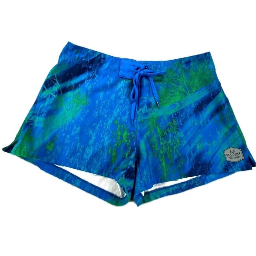 Realtree By Colosseum Trunks Shorts Women's Small Blue Lace-Up Waist Swimming